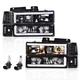 LED DRL Headlights+Bumper Lamps Black Fit For 94-98 GMC C/K Sierra Suburban