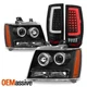 For 07-14 Chevy Tahoe Suburban LED Halo Projector Black Headlight+Tube TailLight