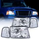 For 2001-2011 Ford Ranger Headlights Replacement Chrome Housing Clear Corners