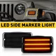 2pcs Front Bumper LED Marker Side Lights For 1997-2006 Jeep Wrangler TJ Smoked A
