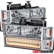 Fit 1994-1998 Chevy C/K1500 C10 Silverado Suburban Headlights+LED Bumper+Corner