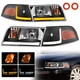 BLK Headlights w/LED DRL Sequential Turn Light For 1998-2011 Ford Crown Victoria