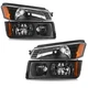 For 2002-2006 Chevy Avalanche w/ Body Cladding Headlight+Bumper Lamp 4pcs