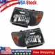 Pair Black Headlights & Corner Lights Fit For 1998-2000 Toyota Tacoma 2WD
