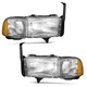 WEELMOTO Pair Headlights For 1994-2002 Dodge Ram 1500 2500 3500 Chrome Headlamps