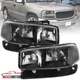 Black Headlights+Bumper Lamps Fits 1999-2006 GMC Sierra 1500 2500 3500 Yukon