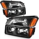 For 2002-2006 Chevy Avalanche Headlights Assembly+Bumper Lamp Pair Black Housing