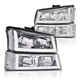 Clear/Chrome Headlights W/ LED DRL Fit For 2003-2006 Chevy Silverado/Avalanche