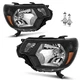 For 2012-2015 Toyota Tacoma Pickup Black Headlights Headlamps w/Bulbs Left+Right