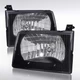 Black Fit 1992-2004 Ford Econoline E150 E250 Headlights Headlamps 2 Pieces Set