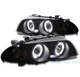 For 99 00 01 BMW E46 323i 325i 328i 4dr LED Halo Projector Headlight Black/Smoke