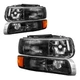 Headlight Assembly For 1999-02 Chevy Silverado 1500 Halogen Chrome Amber Smoke