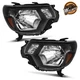 WEELMOTO Pair Headlights Assembly For 2012-2015 Toyota Tacoma Pickup Black