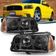 For 2006-2010 Dodge Charger Halogen Driver & Passenger Smoke Amber Headlights 