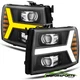 [Sequential LED] Fit 2007-2013 Chevy Silverado Black Projector Headlights