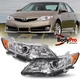 For 2012-2014 Toyota Camry Projector Headlights Chrome Headlamp Clear Left+Right