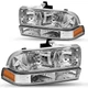 For 1998-2005 Chevy s10 Blazer Chrome/Amber Headlights Bumper Lamps Left & Right