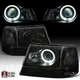 Black Smoke Fit 1998-2000 Ford Ranger LED Halo Projector Headlights+Corner Lamps