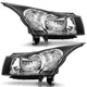 WEELMOTO Pair Headlights For 2011-2015 Chevy Cruze Black Headlamps Left+Right