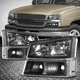 For 03-06 Chevy Silverado Avalanche Headlight Bumper Signal Lamps Black/Clear