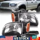 Black Headlights Assembly Lamps + Bumper Lights Set For 2001-2004 Toyota Tacoma