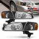 For 1998-2000 Toyota Corolla JDM Black Headlights+Corners Lamps Set Left+Right