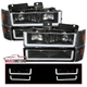 Fits 1988-1993 Chevy C/K GMC Sierra LED Black Headlights Bumper Corner Lamps