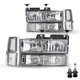 For 1994-2000 Chevy C10 C/K Headlights Chrome Clear Corner Bumper Lamps w/Bulbs