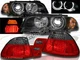 00-03 BMW E46 2DR HALO PROJECTOR HEADLIGHTS +CORNER+RED SMOKE LED TAIL LIGHTS