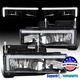 For 1988-1998 Chevy GMC C/K1500 2500 C10 Sierra Silverado Black Headlights+LED