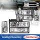 Chrome Headlights+Turn Signal+Bumper Lamps for 1994-1999 Chevy C10 C/K 1500 2500