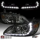 Fit 2004-2005 Honda Civic Smoke Projector Headlights Lamps LED Strip Pair 04-05
