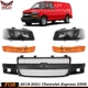 Front Grille Assembly Black & Headlights For 2018-2021 Chevrolet Express 2500