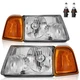 Pair Headlights For 2001-2011 Ford Ranger Chrome Amber Corner Headlamps w Bulbs