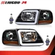 LED DRL Headlights & Corner Fit For 97-04 Ford F150 Expedition Clear Black/Amber