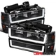 Fit 1988-1993 GMC C/K Silverado Yukon Black LED Bar Headlights+Bumper+Corner
