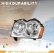 2PCS Chrome Headlights Clear Lens Assembly For 2005-2007 Jeep Grand Cherokee