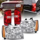 4pcs Headlights + Tail Lights For 2007-2014 Chevy Suburban Tahoe Assembly Sets