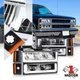 Black/Amber U-Style LED Light Bar Headlights for 88-93 Chevy C/K 1500 2500 3500