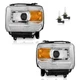 Pair Headlights Projector For 2014-2018 GMC Sierra 1500 Chrome Headlamps w/Bulbs