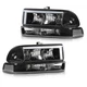 Fit For 1998-2004 Chevy S10 Blazer Clear Corner Black Housing LED DRL Headlights