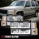 Fit 1994-2000 GMC C/K Yukon/Suburban F-LED DRL Headlight Turn Signal Lamp Chrome