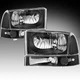 FOR 99-04 FORD F250 F350 SUPER DUTY BLACK HOUSING CLEAR CORNER HEADLIGHT LAMPS