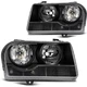 For Chrysler 300 2005-2010 Black Housing Headlights Assembly Set Pair Headlamp