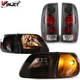 Pair Black Housing Headlights +Clear Tail Lights For 1997-2003 Ford F-150 Pickup