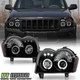 For 2005-2007 Jeep Grand Cherokee Black Smoke LED Halo Projector Headlights Pair