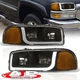 Black Amber OE Style LED DRL Head Light Lamps For 1999-2006 GMC Sierra 1500 2500