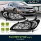 For 04-05 Honda Civic EM2 Factory Replacement Head Lights Lamps Set Black Clear