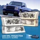 For 03-07 Chevy Silverado Clear DRL Projector Headlights +Sequential Bumper Lamp