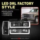 For 1994-1998 C/K C1500 C2500 C3500 LED Tube Black Headlights +Signal Bumper Set